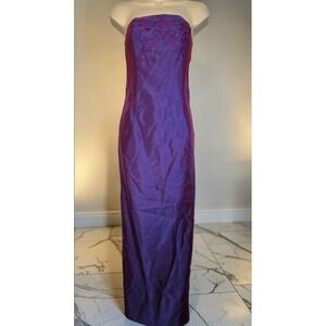 Jessica McClintock Dress 7 Gunne Sax purple iridescent satin strapless Y2k Prom